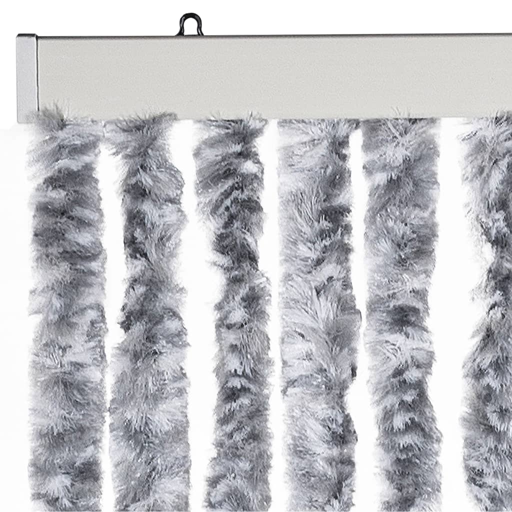 vidaXL Fly Curtain White and Grey 100x200 cm Chenille 4