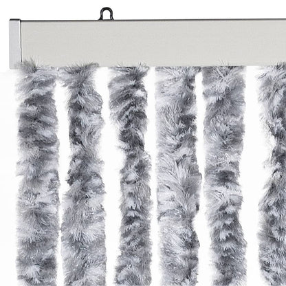 vidaXL Fly Curtain White and Grey 100x200 cm Chenille 4