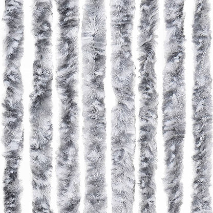 vidaXL Fly Curtain White and Grey 100x200 cm Chenille 5