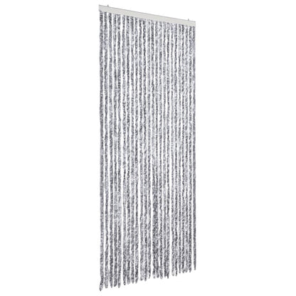 vidaXL Fly Curtain White and Grey 100x230 cm Chenille 2
