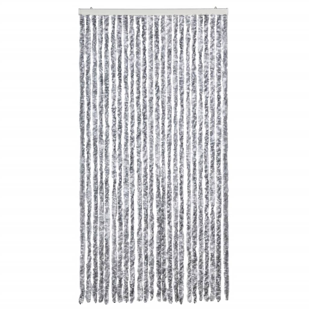 vidaXL Fly Curtain White and Grey 100x230 cm Chenille 3