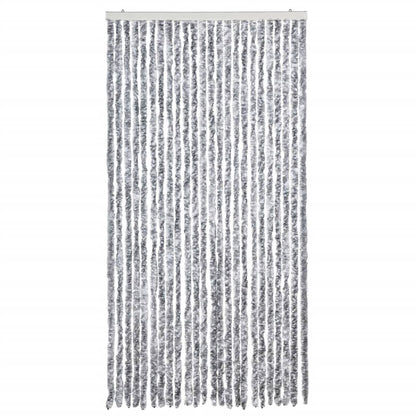 vidaXL Fly Curtain White and Grey 100x230 cm Chenille 3
