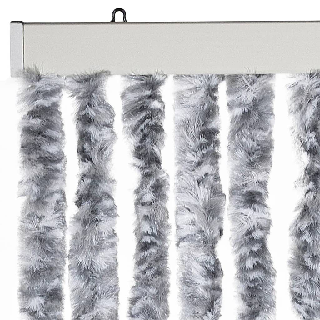 vidaXL Fly Curtain White and Grey 100x230 cm Chenille 4