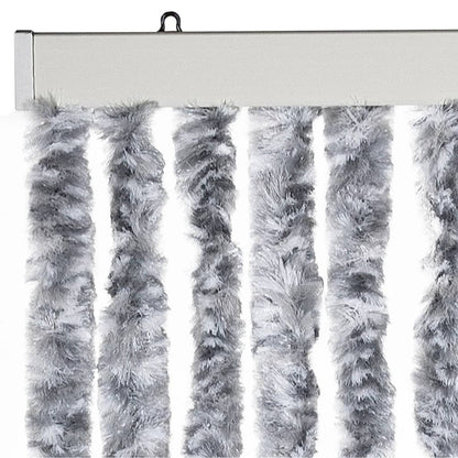 vidaXL Fly Curtain White and Grey 100x230 cm Chenille 4