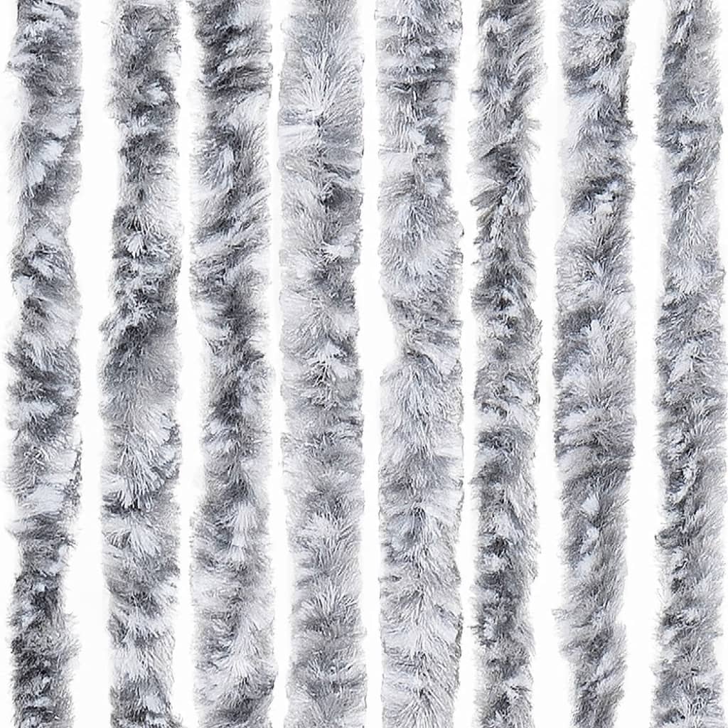 vidaXL Fly Curtain White and Grey 100x230 cm Chenille 5