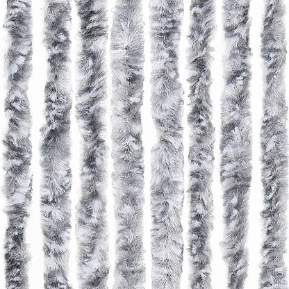 vidaXL Fly Curtain White and Grey 100x230 cm Chenille 5