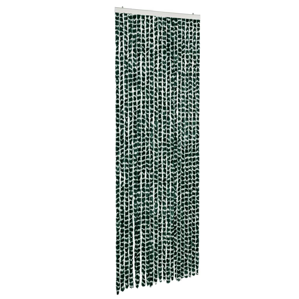 vidaXL Fly Curtain Green and White 90x200 cm Chenille 2