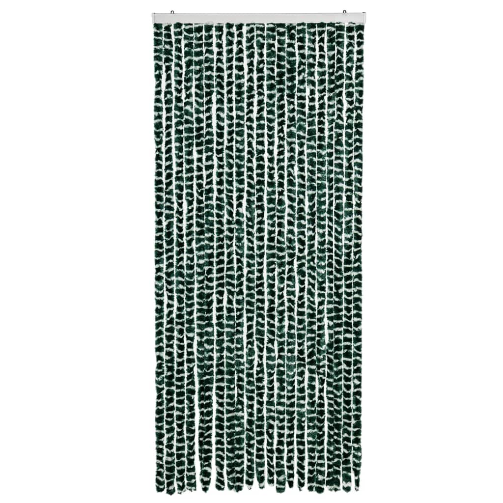 vidaXL Fly Curtain Green and White 90x200 cm Chenille 3