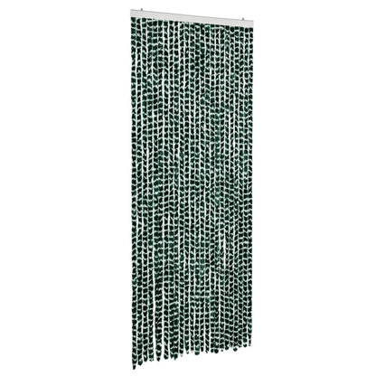 vidaXL Fly Curtain Green and White 100x230 cm Chenille 2