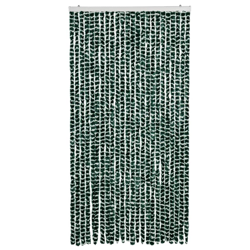vidaXL Fly Curtain Green and White 100x230 cm Chenille 3