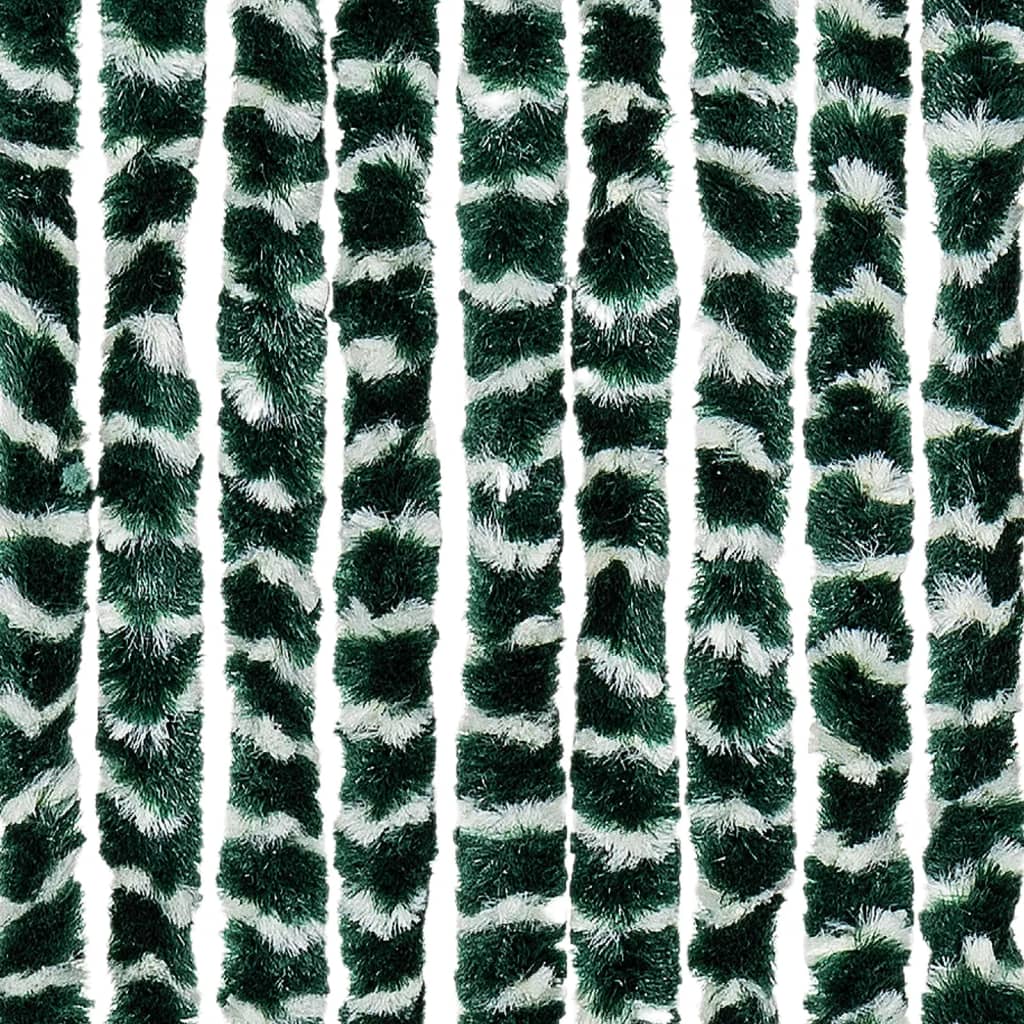 vidaXL Fly Curtain Green and White 100x230 cm Chenille 5