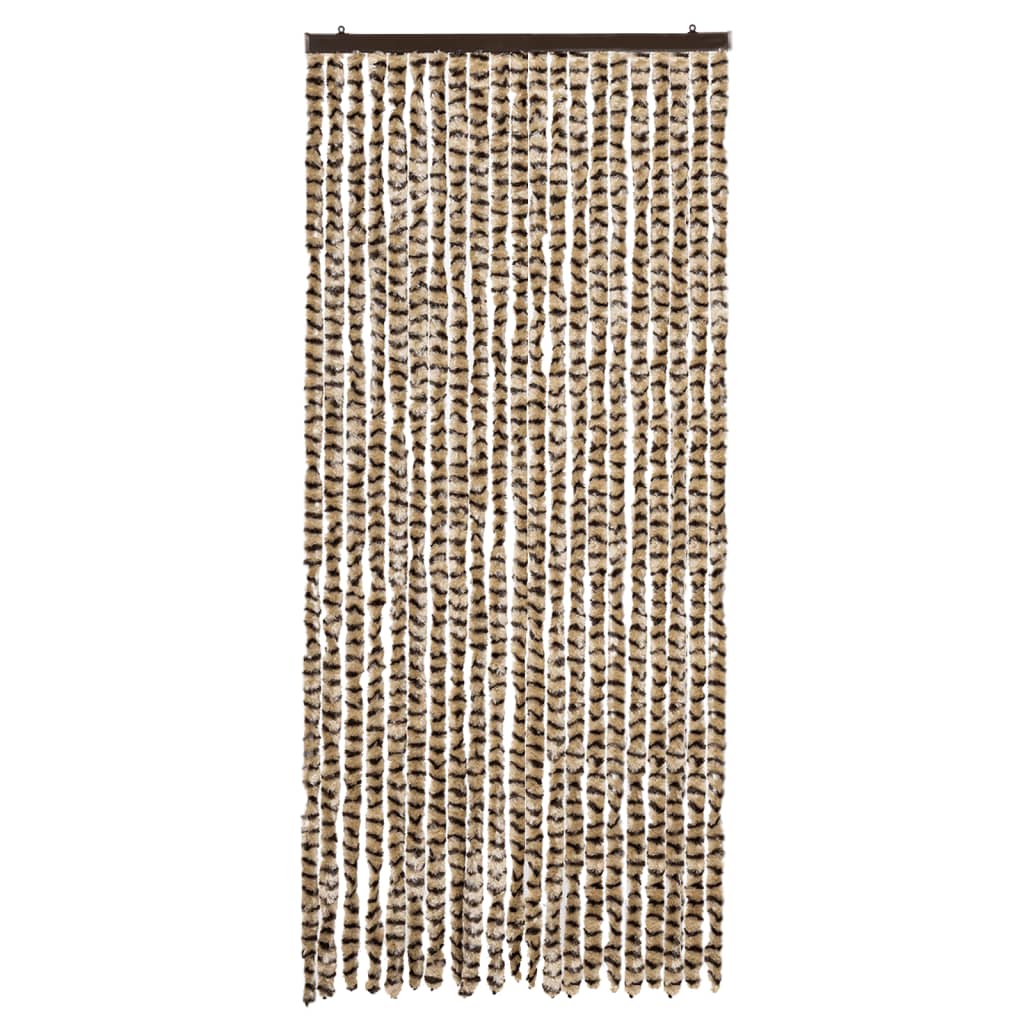 vidaXL Fly Curtain Beige and Brown 90x200 cm Chenille 3