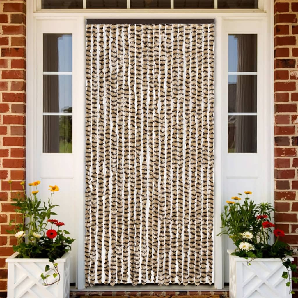 vidaXL Fly Curtain Beige and Brown 90x200 cm Chenille 1