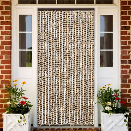 vidaXL Fly Curtain Beige and Brown 90x200 cm Chenille 1