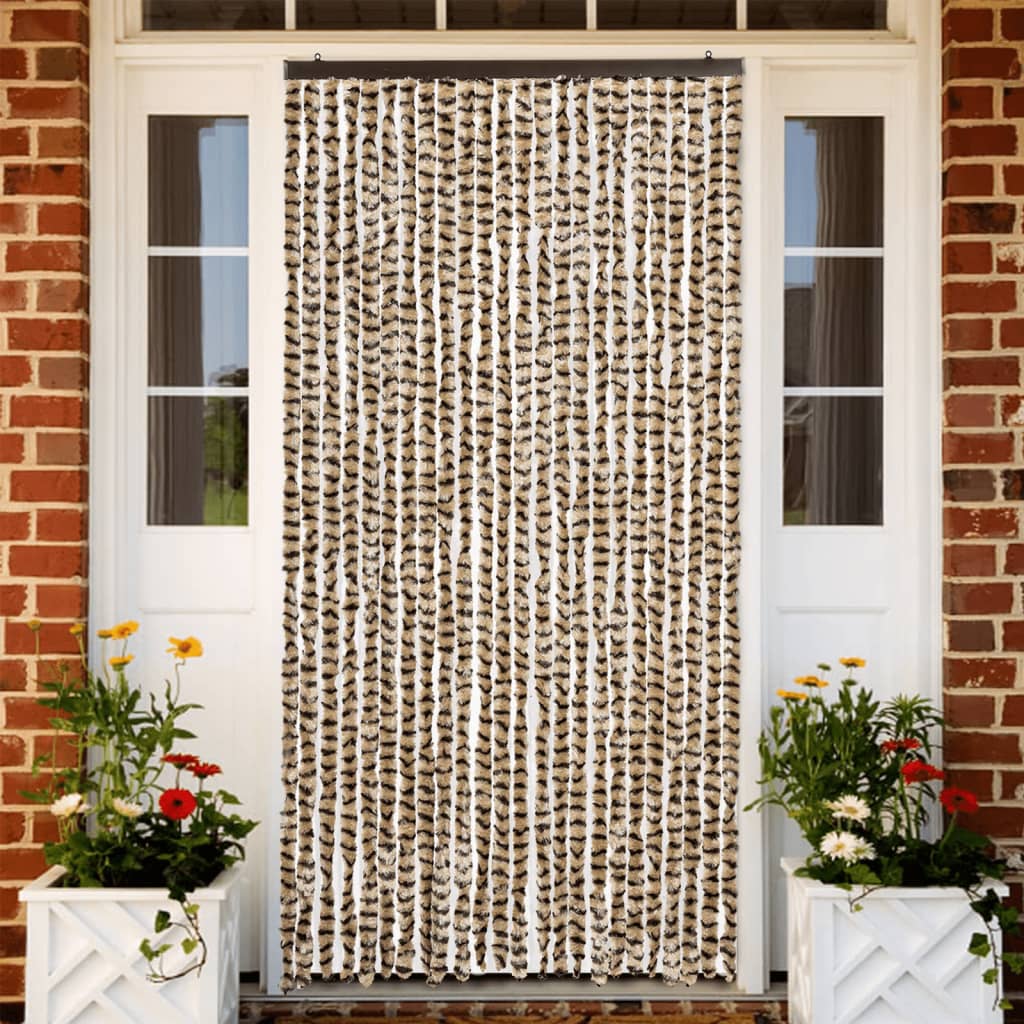 vidaXL Fly Curtain Beige and Brown 100x200 cm Chenille 1