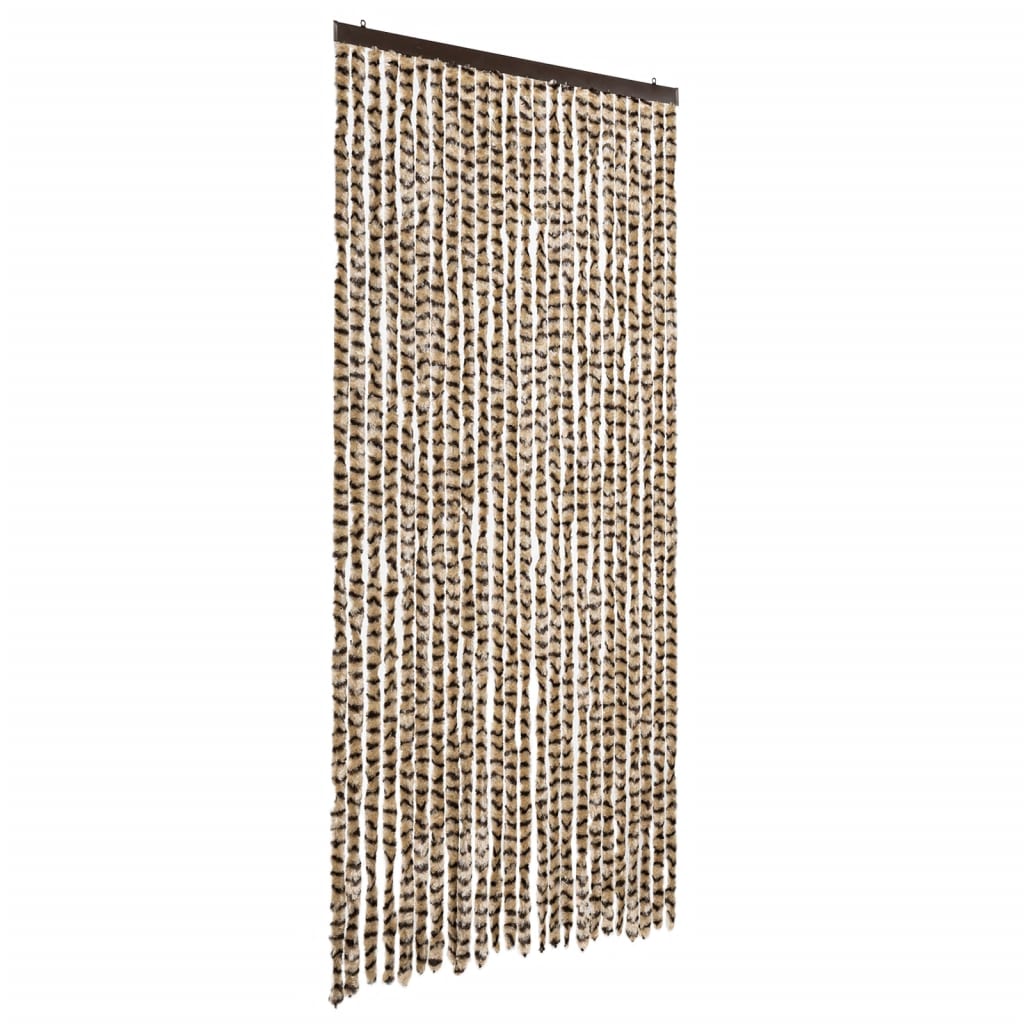 vidaXL Fly Curtain Beige and Brown 100x230 cm Chenille 2