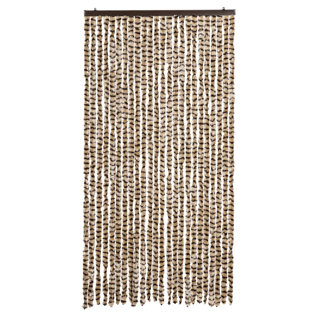 vidaXL Fly Curtain Beige and Brown 100x230 cm Chenille 3