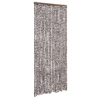 vidaXL Fly Curtain Brown and White 100x230 cm Chenille 2