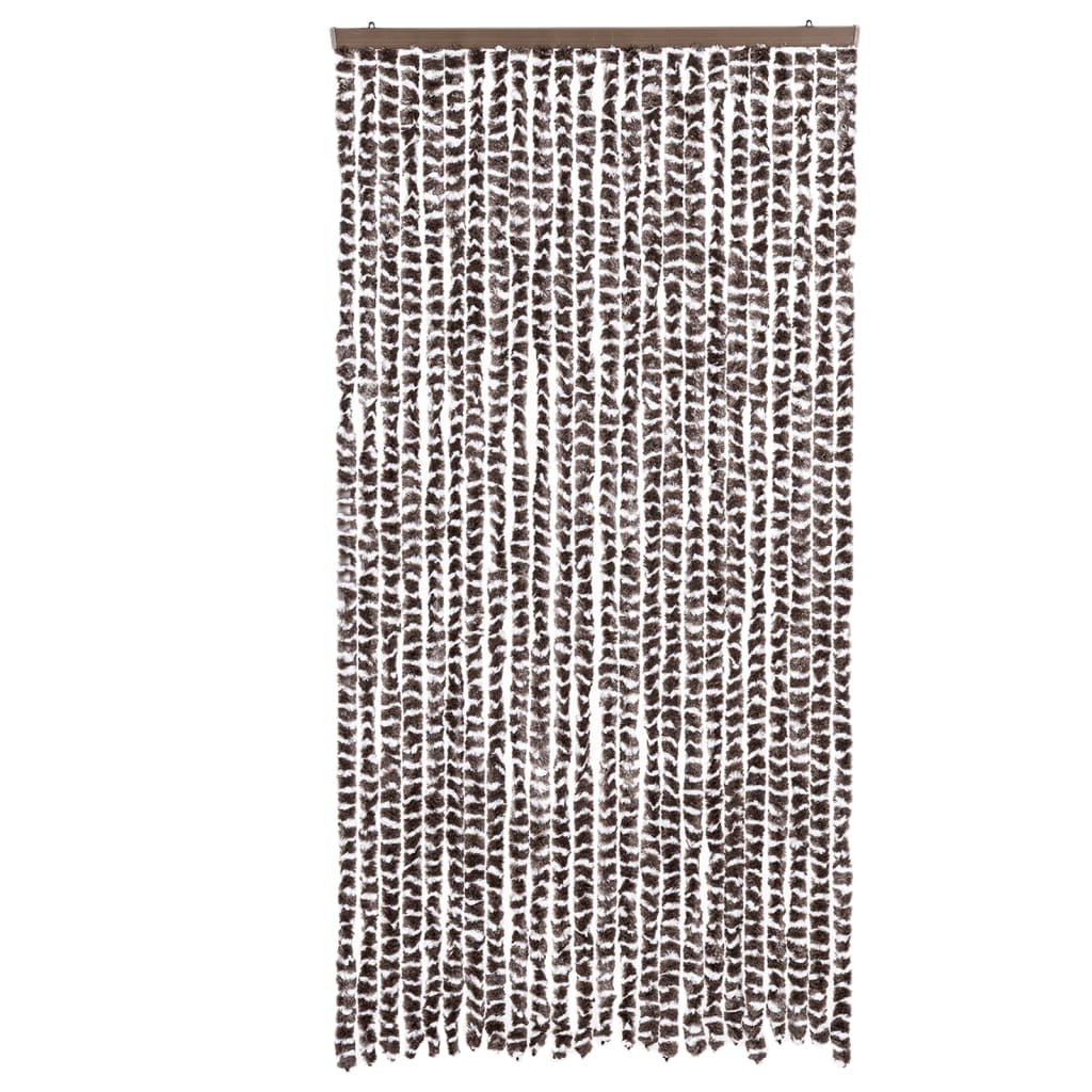 vidaXL Fly Curtain Brown and White 100x230 cm Chenille 3
