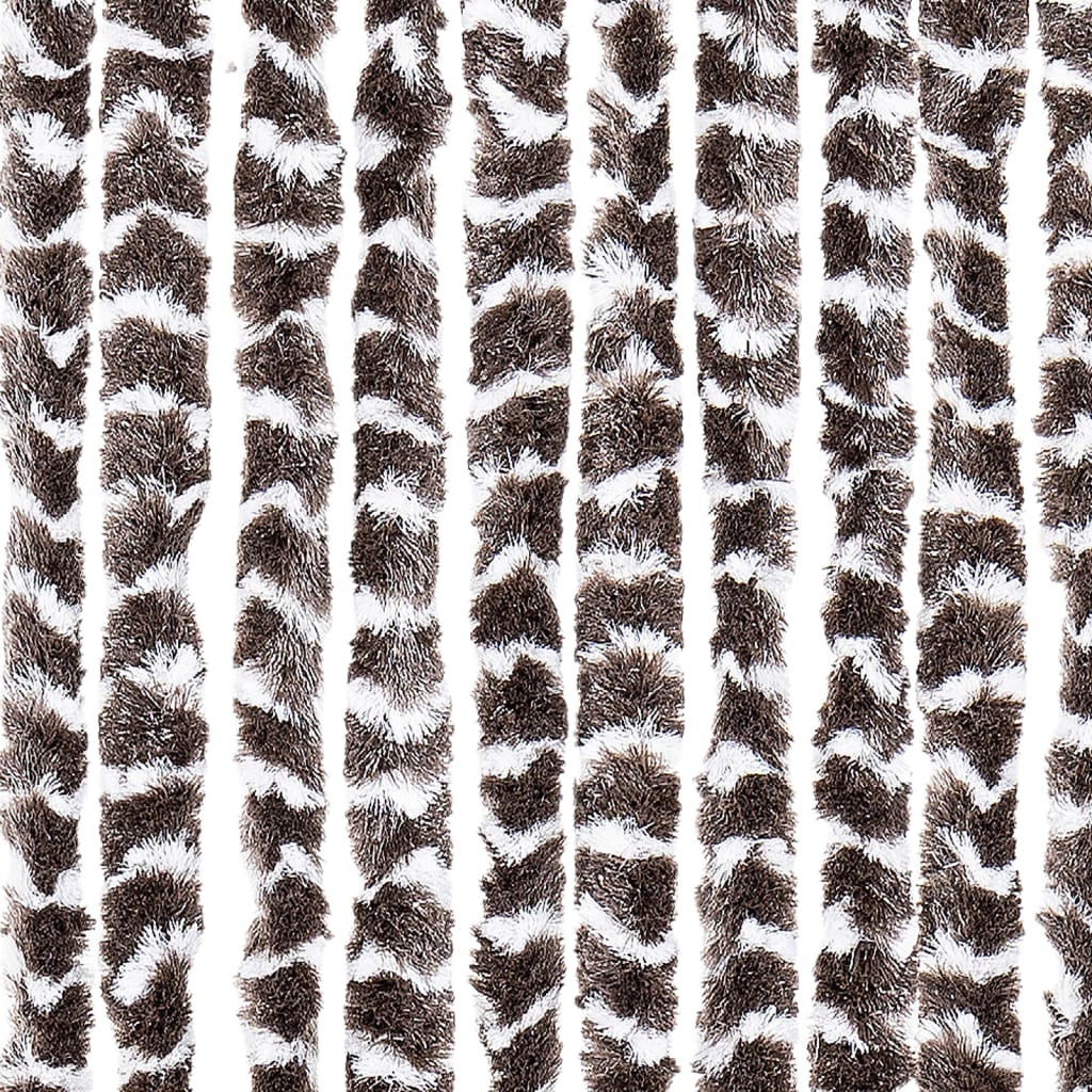vidaXL Fly Curtain Brown and White 100x230 cm Chenille 5