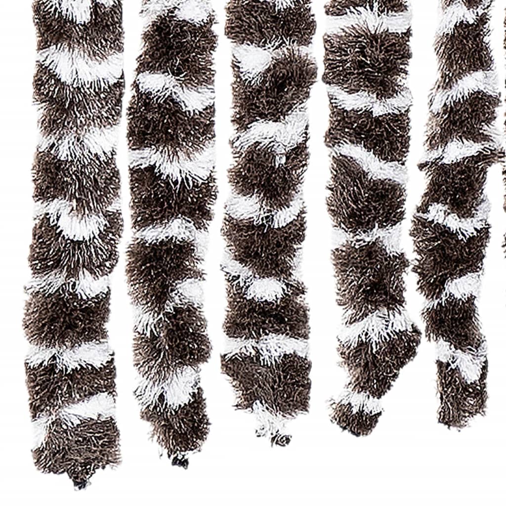 vidaXL Fly Curtain Brown and White 100x230 cm Chenille 6