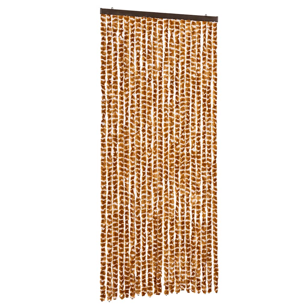 vidaXL Fly Curtain Ochre and White 90x200 cm Chenille 2