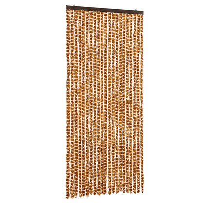 vidaXL Fly Curtain Ochre and White 90x200 cm Chenille 2
