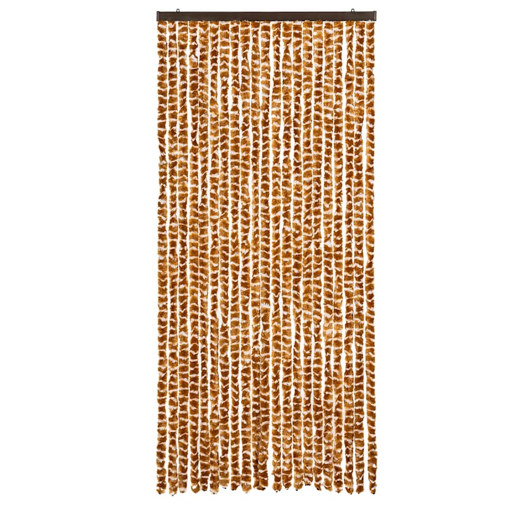 vidaXL Fly Curtain Ochre and White 90x200 cm Chenille 3