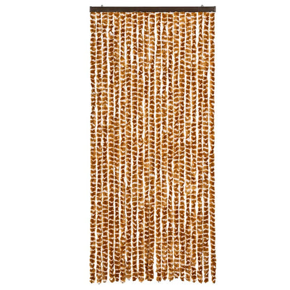 vidaXL Fly Curtain Ochre and White 90x200 cm Chenille 3