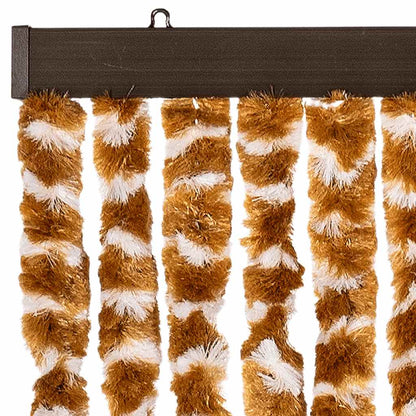 vidaXL Fly Curtain Ochre and White 90x200 cm Chenille 4