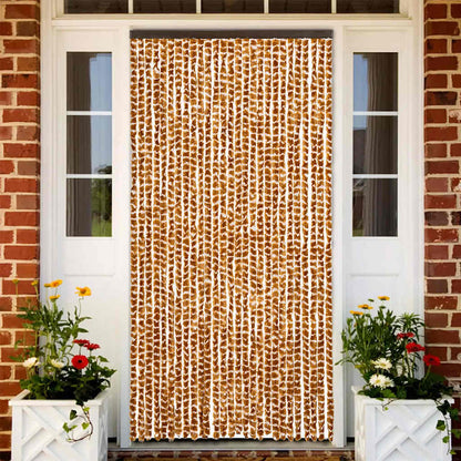 vidaXL Fly Curtain Ochre and White 90x200 cm Chenille 1