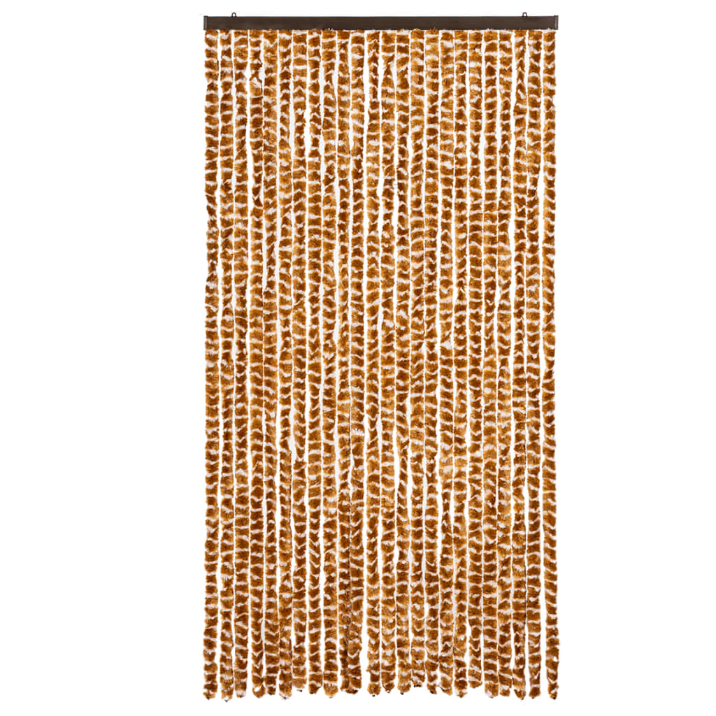 vidaXL Fly Curtain Ochre and White 100x200 cm Chenille 3