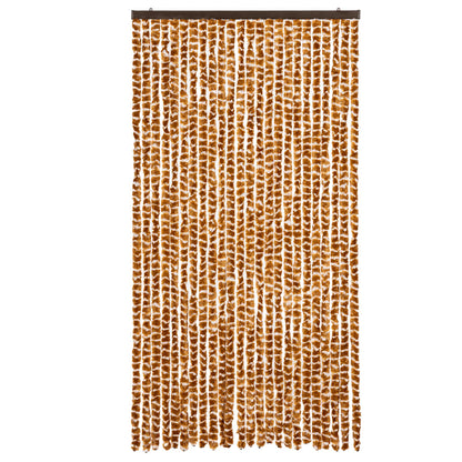 vidaXL Fly Curtain Ochre and White 100x200 cm Chenille 3