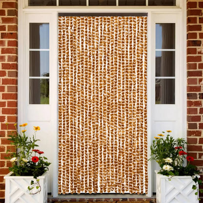 vidaXL Fly Curtain Ochre and White 100x200 cm Chenille 1