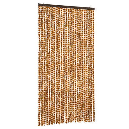 vidaXL Fly Curtain Ochre and White 100x230 cm Chenille 2