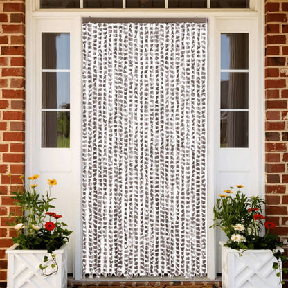 vidaXL Fly Curtain Taupe and White 100x230 cm Chenille 1