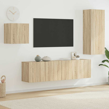 4 Piece TV Wall Units Engineered Wood Sonoma oak