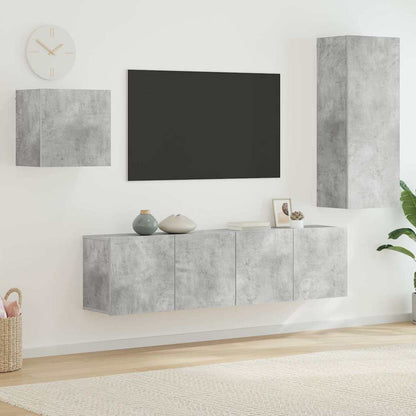 4 Piece TV Wall Units Engineered Wood Concrete grey