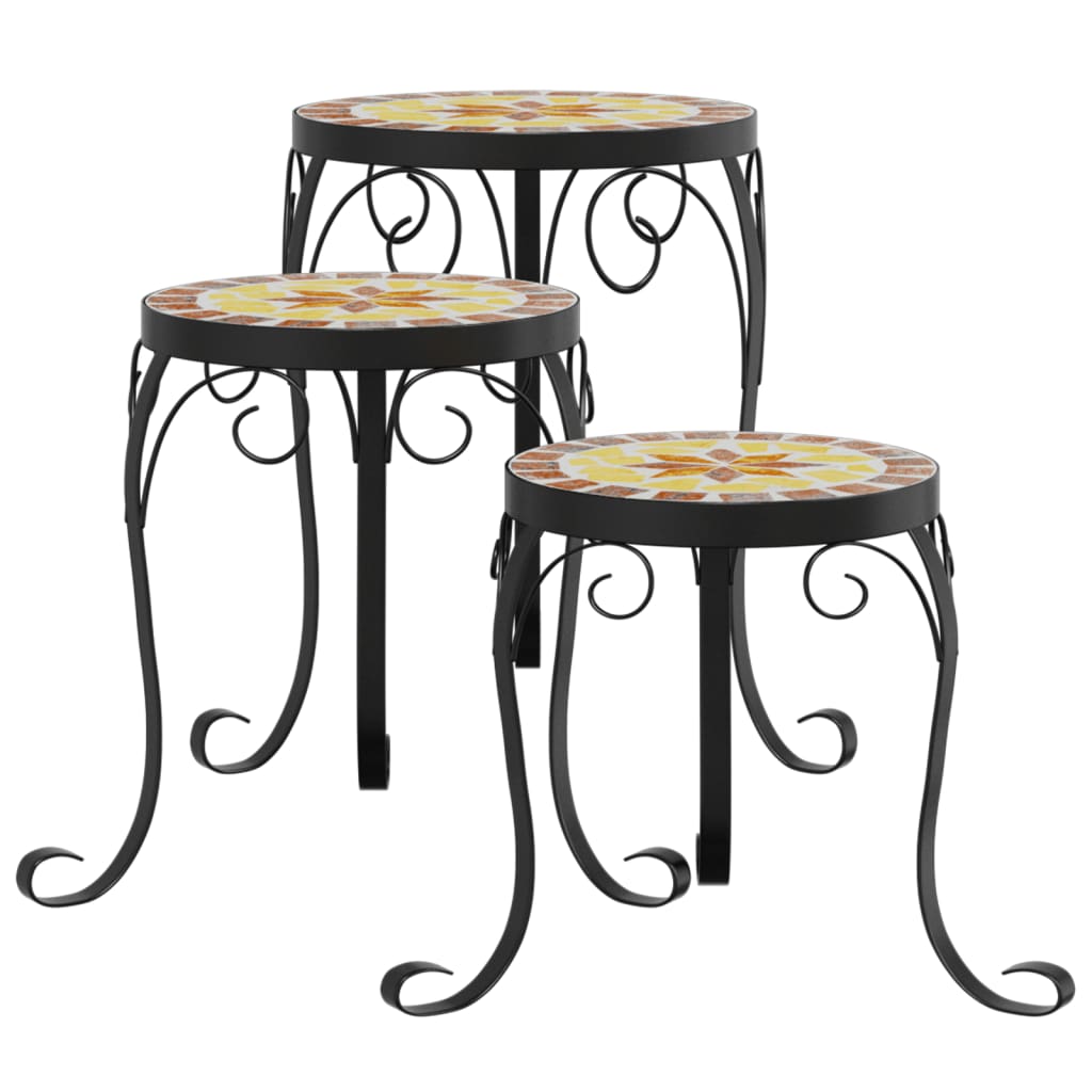 vidaXL Plant Stands 3 pcs Terracotta and White Ceramic 2