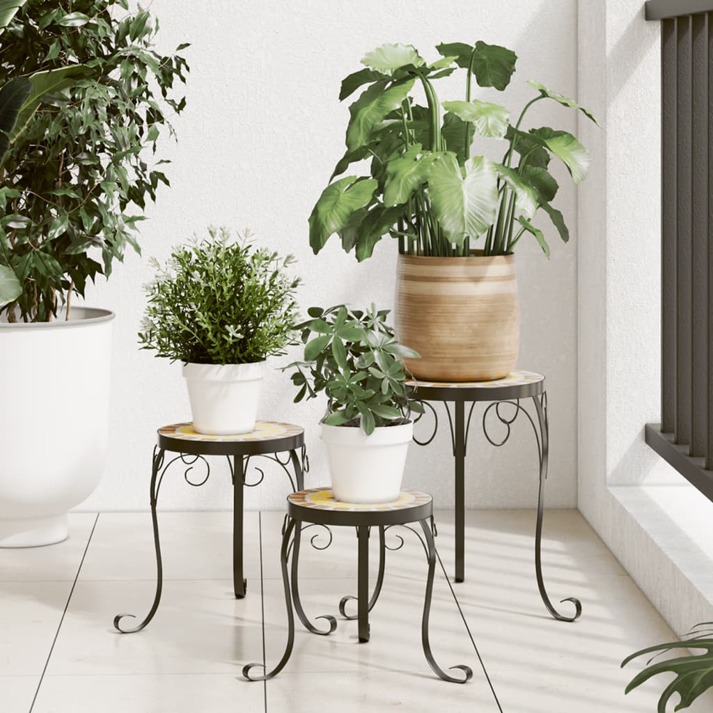 vidaXL Plant Stands 3 pcs Terracotta and White Ceramic 1