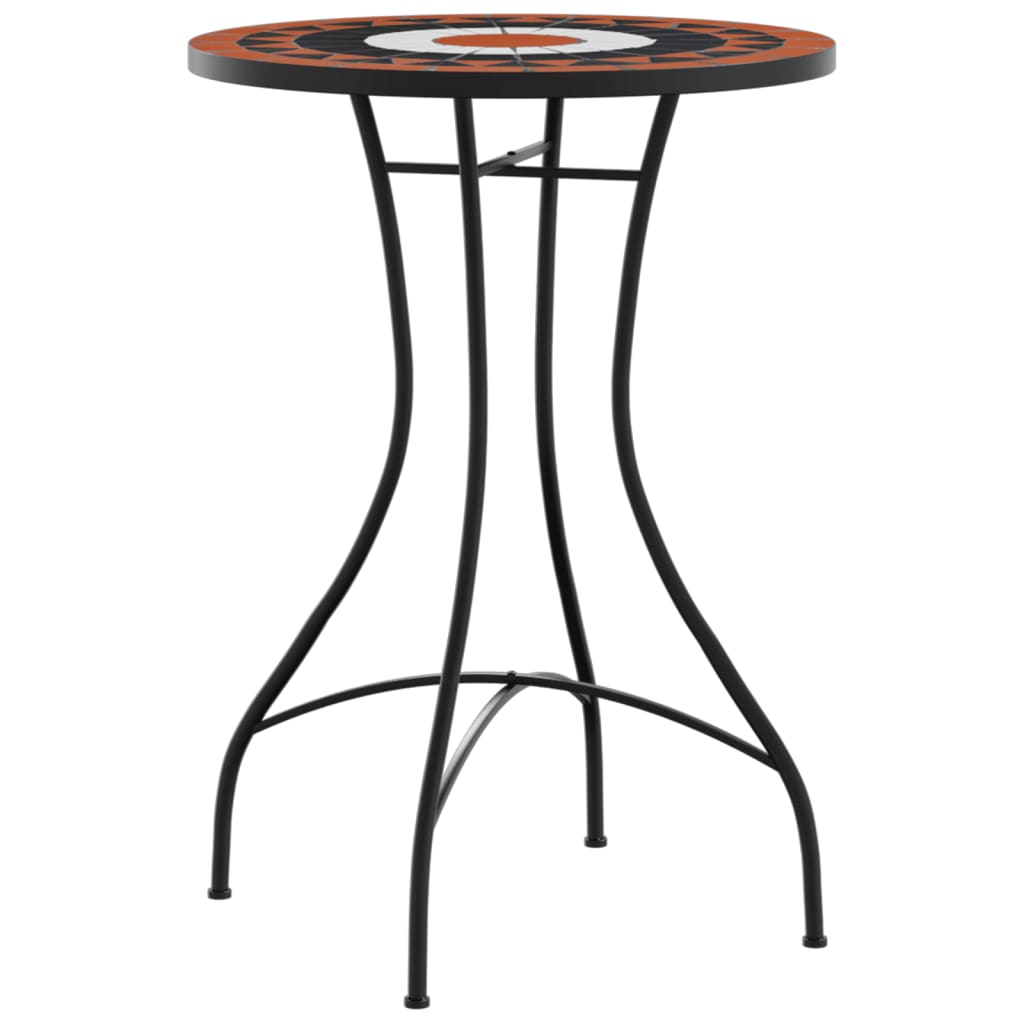 vidaXL Mosaic Bistro Table Terracotta and White Ø50x70 cm Ceramic 4