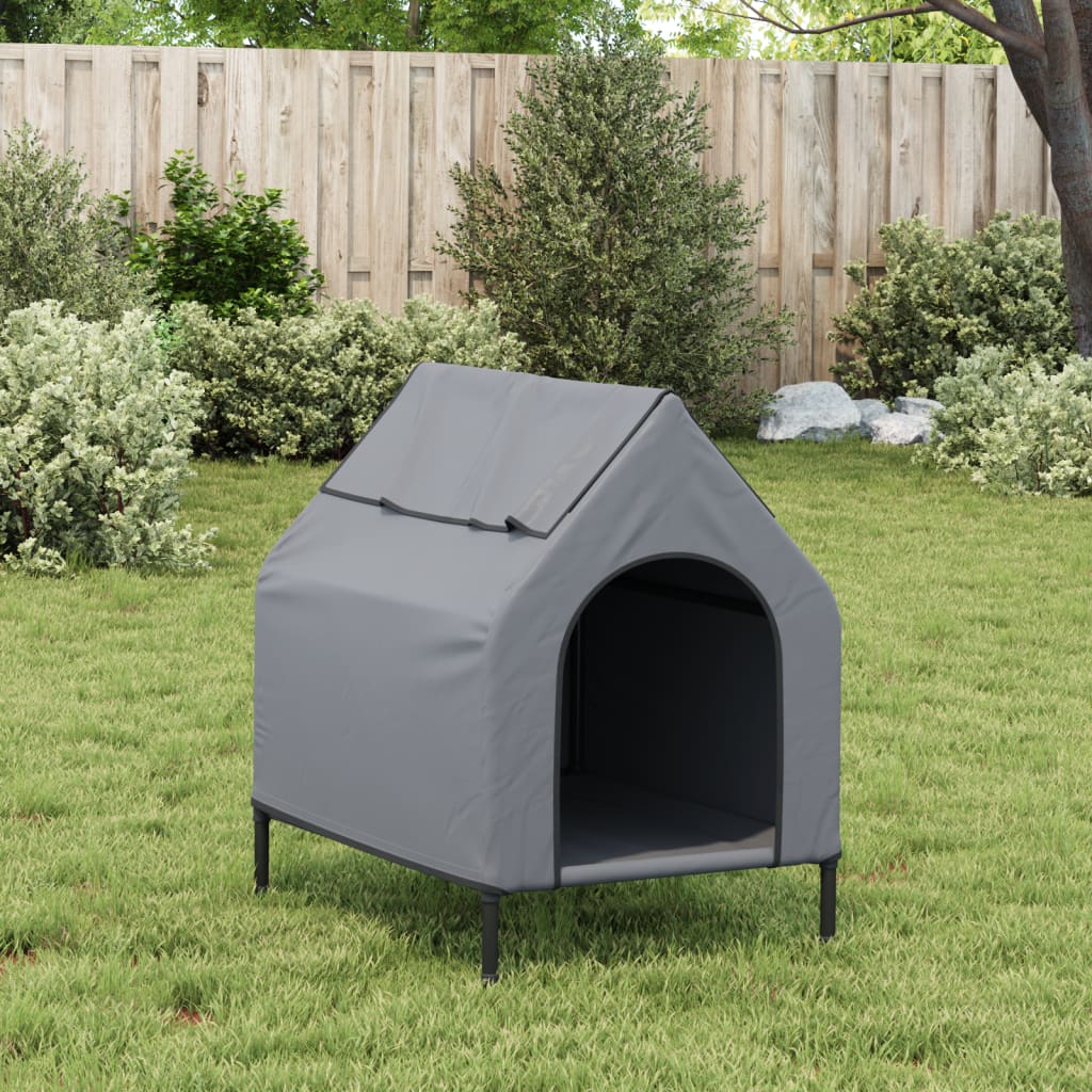 vidaXL Dog House Light Grey Oxford Fabric and Steel 3