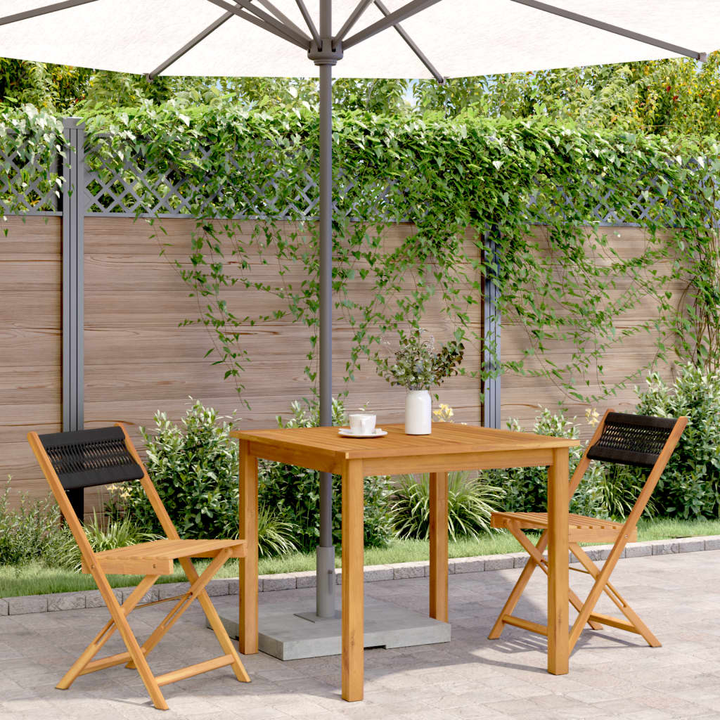 vidaXL Folding Chairs 2 pcs Black Solid Wood Acacia and Rope 3