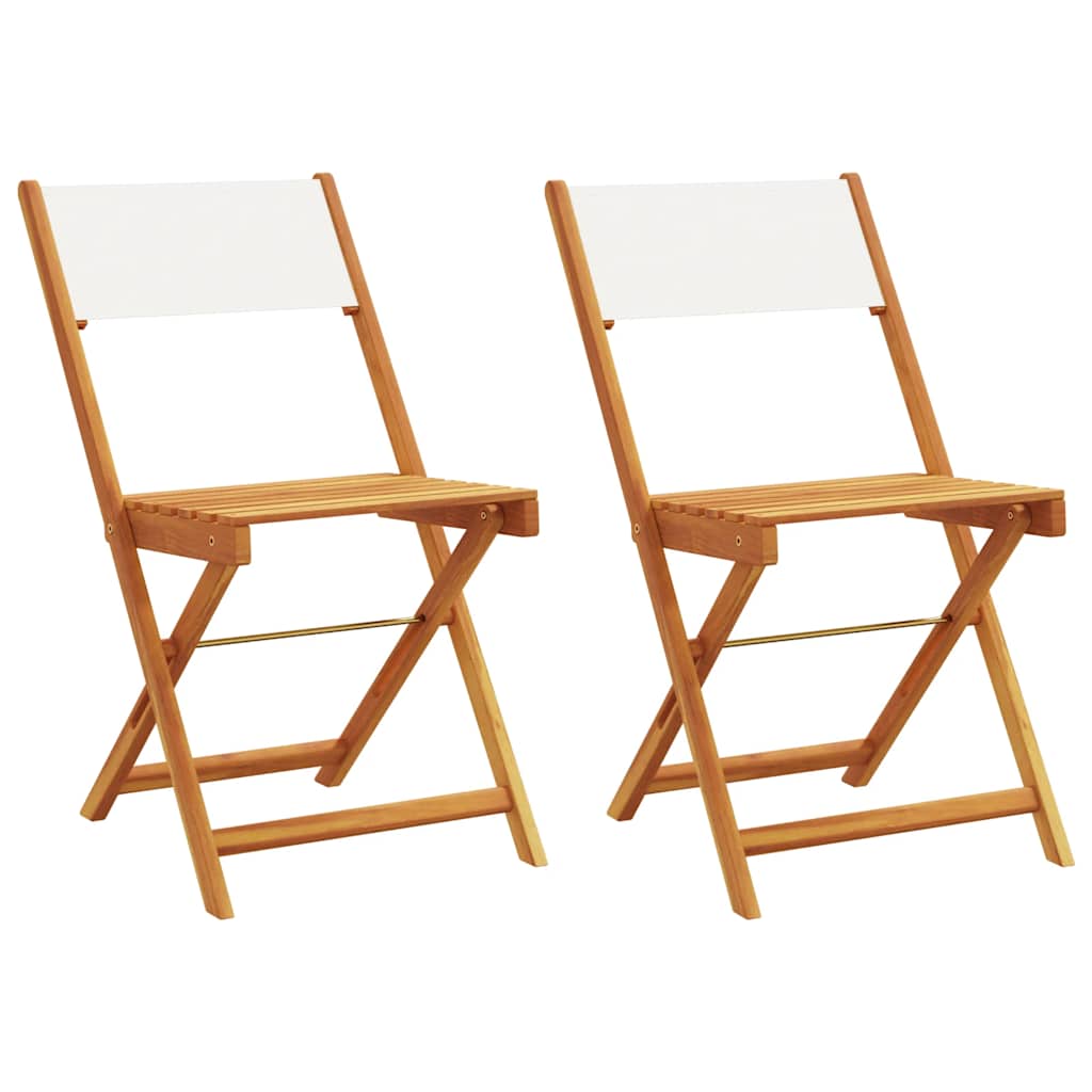 vidaXL Folding Chairs 2 pcs Cream White Solid Wood Acacia and Fabric 2