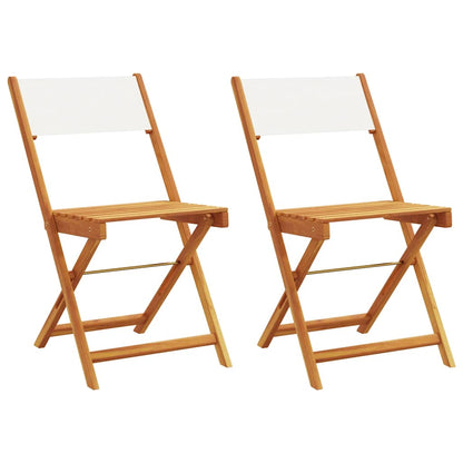 vidaXL Folding Chairs 2 pcs Cream White Solid Wood Acacia and Fabric 2