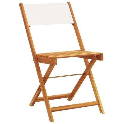 vidaXL Folding Chairs 2 pcs Cream White Solid Wood Acacia and Fabric 4