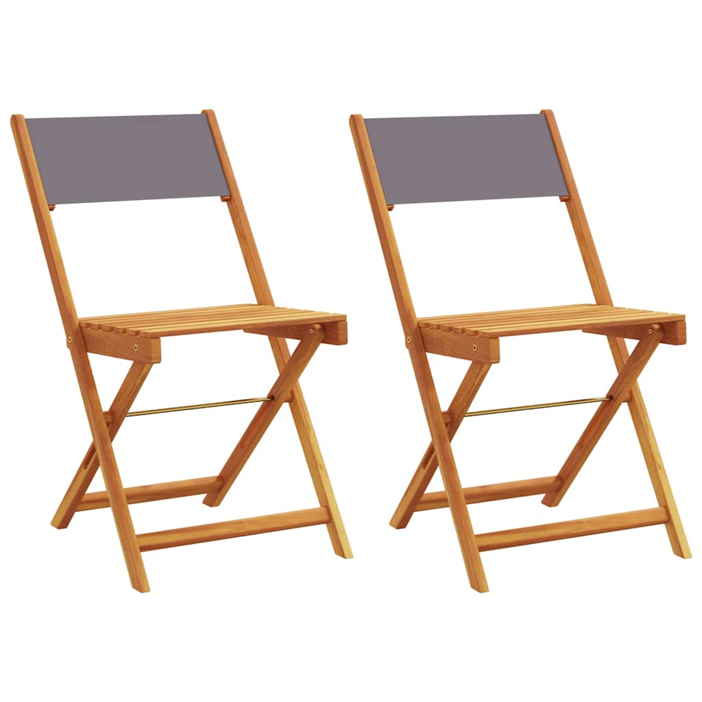 vidaXL Folding Chairs 2 pcs Anthracite Solid Wood Acacia and Fabric 2