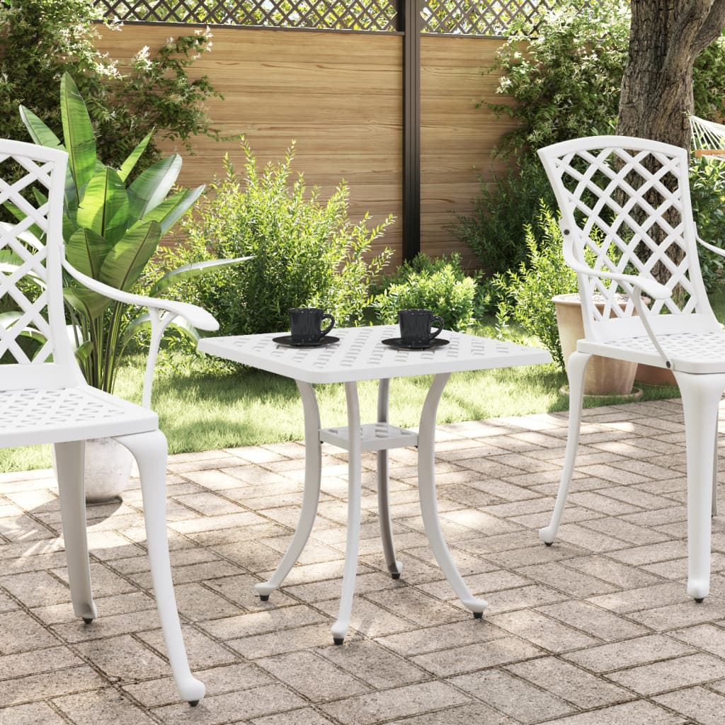 vidaXL Garden Table White 53x53x53 cm Cast Aluminium 3