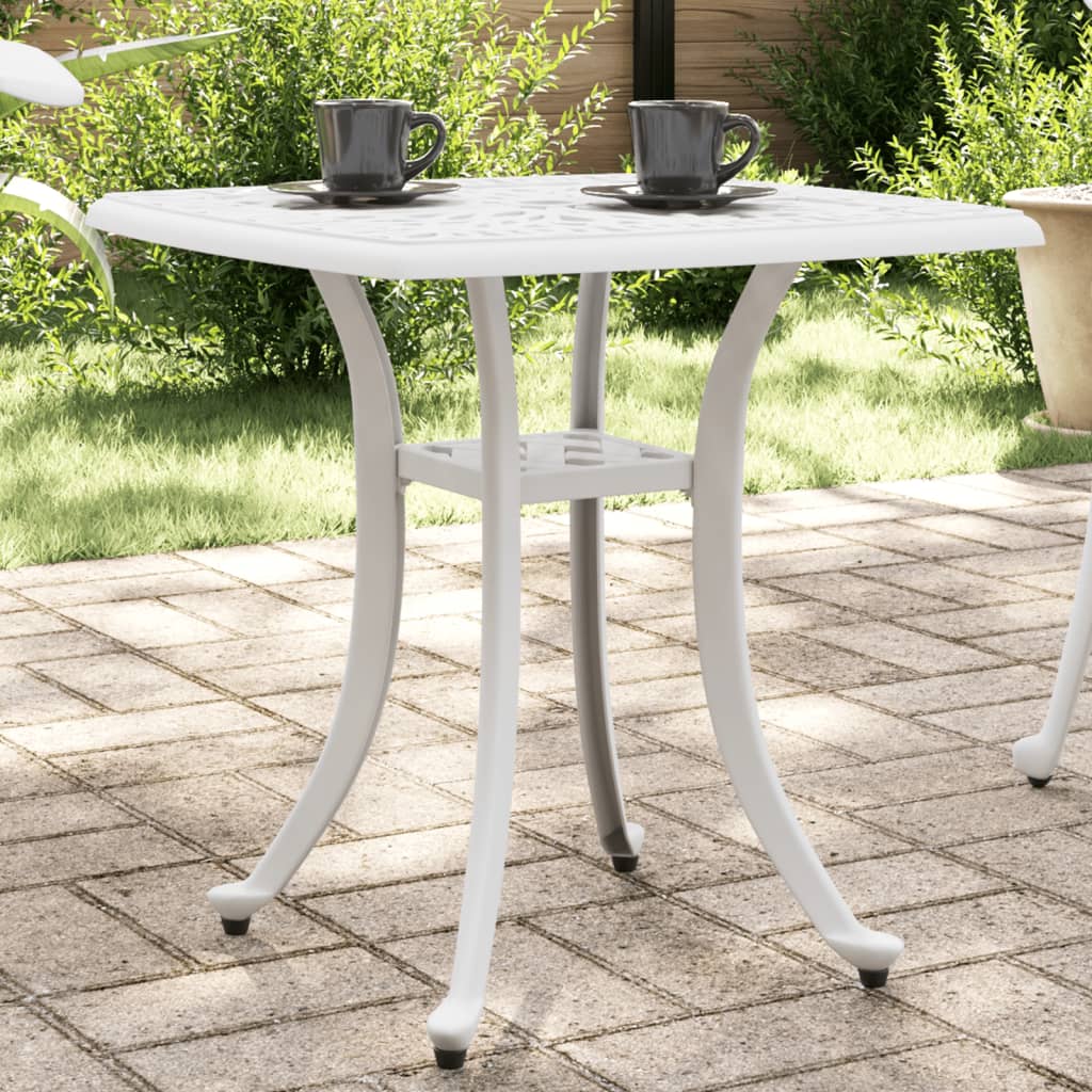 vidaXL Garden Table White 53x53x53 cm Cast Aluminium 1