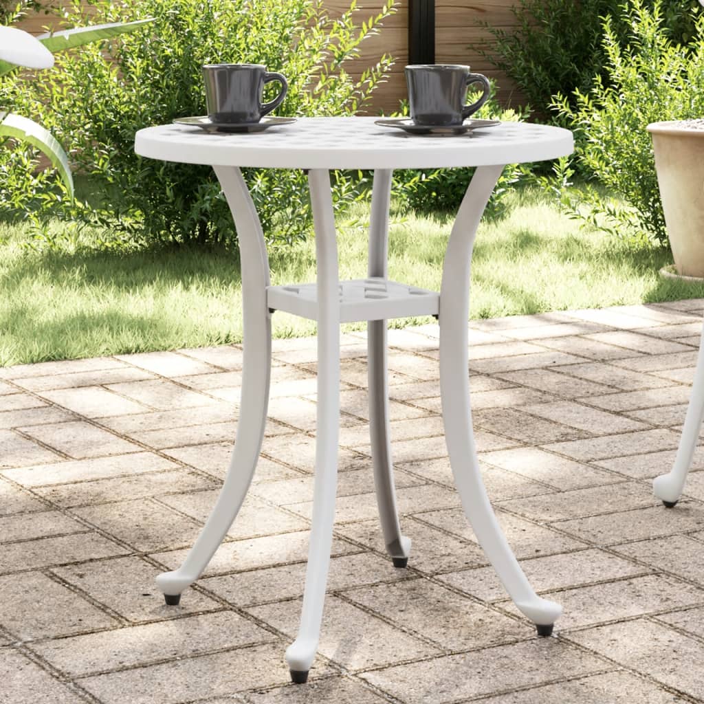 vidaXL Garden Table White Ø48x53 cm Cast Aluminium 1